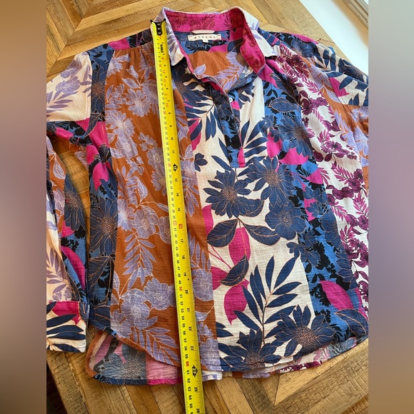 Xirena "PINK BECK" TOP IN SUNSET" Long Sleeve Blouse Size Medium 100% Cotton - Picture 13 of 14